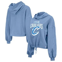 Women's New Era Light Blue Cleveland Cavaliers 2024/25 City Edition Cropped Pullover Hoodie