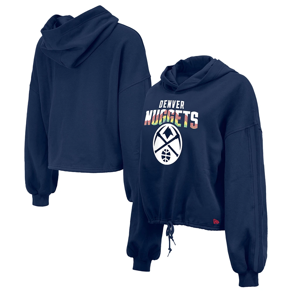 Women's New Era Navy Denver Nuggets 2024/25 City Edition Cropped Pullover Hoodie