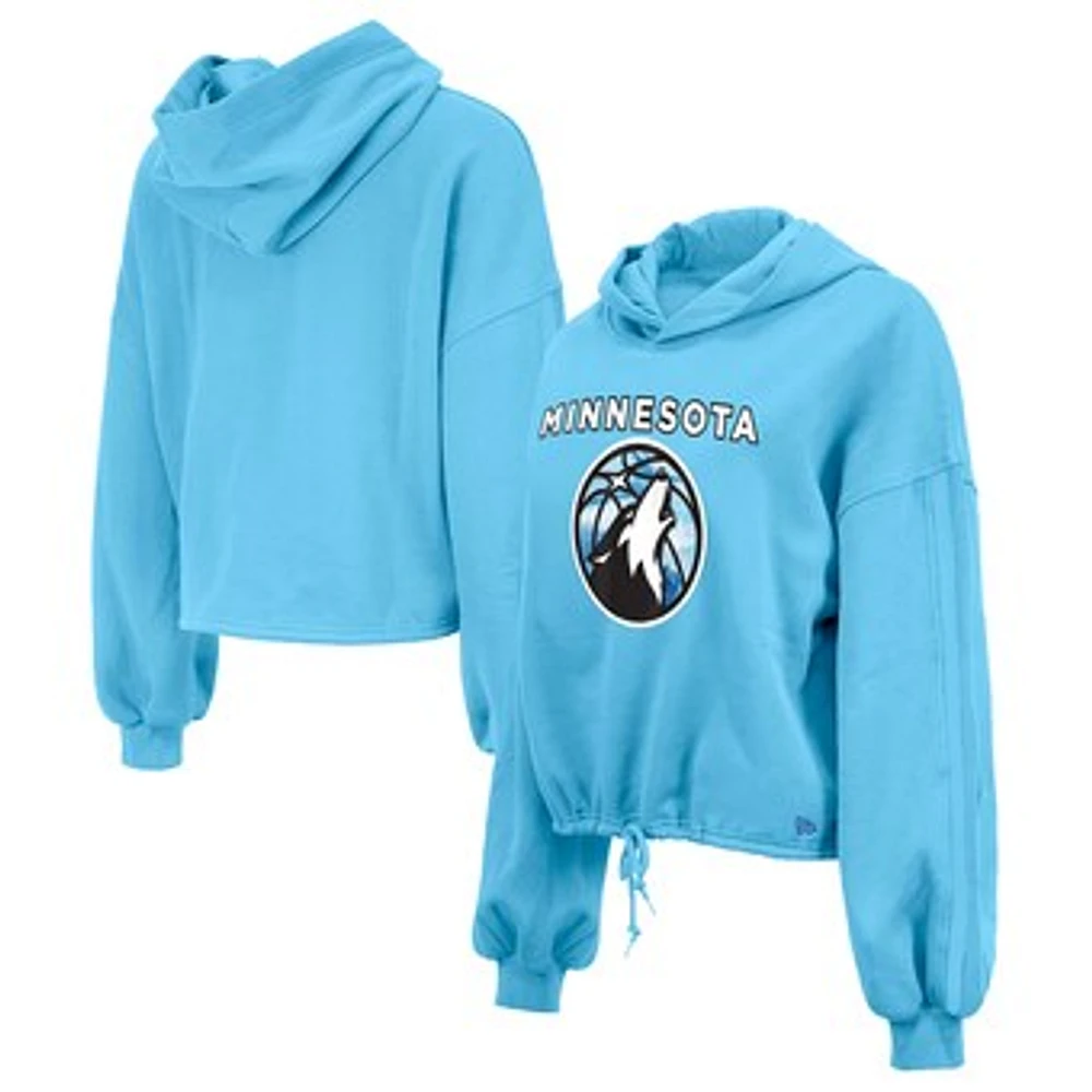 Women's New Era Blue Minnesota Timberwolves 2024/25 City Edition Cropped Pullover Hoodie