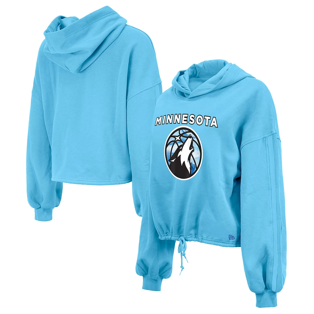 Women's New Era Blue Minnesota Timberwolves 2024/25 City Edition Cropped Pullover Hoodie