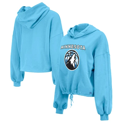 Women's New Era Blue Minnesota Timberwolves 2024/25 City Edition Cropped Pullover Hoodie