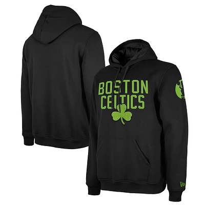 Men's New Era  Black Boston Celtics 2024/25 City Edition Chenille Heavyweight Pullover Hoodie