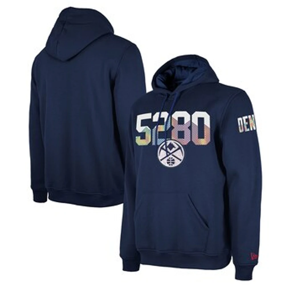 Men's New Era  Navy Denver Nuggets 2024/25 City Edition Chenille Heavyweight Pullover Hoodie