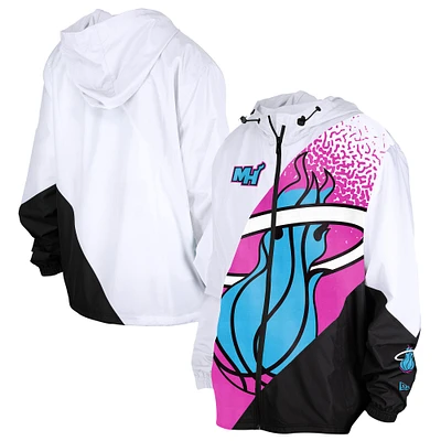 Men's New Era  White Miami Heat 2024/25 City Edition Full-Zip Windbreaker Jacket