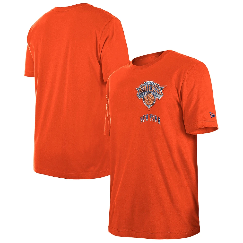 Men's New Era  Orange York Knicks 2024/25 City Edition Chenille Heavyweight T-Shirt