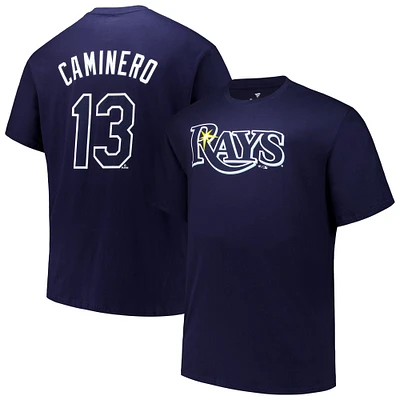 Men's Profile Junior Caminero Navy Tampa Bay Rays Big & Tall Name Number T-Shirt