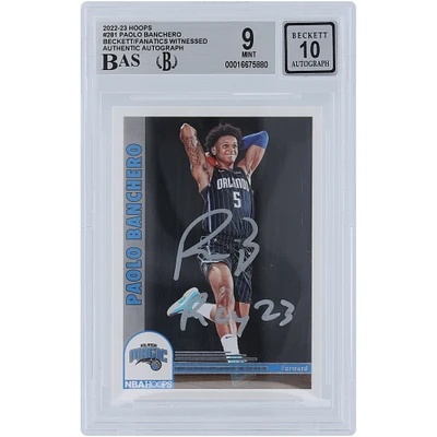 Paolo Banchero Orlando Magic Autographed 2022-23 Panini Hoops Silver Ink #281 Beckett Fanatics Witnessed Authenticated 9/10 Rookie Card with "ROY 23" Inscription