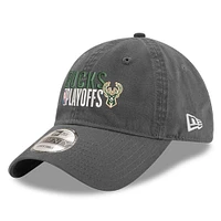 Men's New Era Gray Milwaukee Bucks 2024 NBA Playoffs 9TWENTY Adjustable Hat