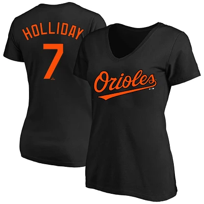 Women's Jackson Holliday Black Baltimore Orioles Plus Name & Number V-Neck T-Shirt