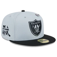 Men's New Era Gray/Black Las Vegas Raiders 2024 Inspire Change 59FIFTY Fitted Hat