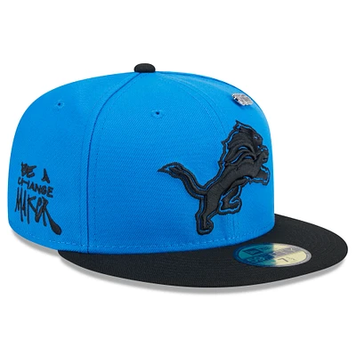 Men's New Era Blue/Black Detroit Lions 2024 Inspire Change 59FIFTY Fitted Hat