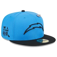 Men's New Era Powder Blue/Black Los Angeles Chargers 2024 Inspire Change 59FIFTY Fitted Hat