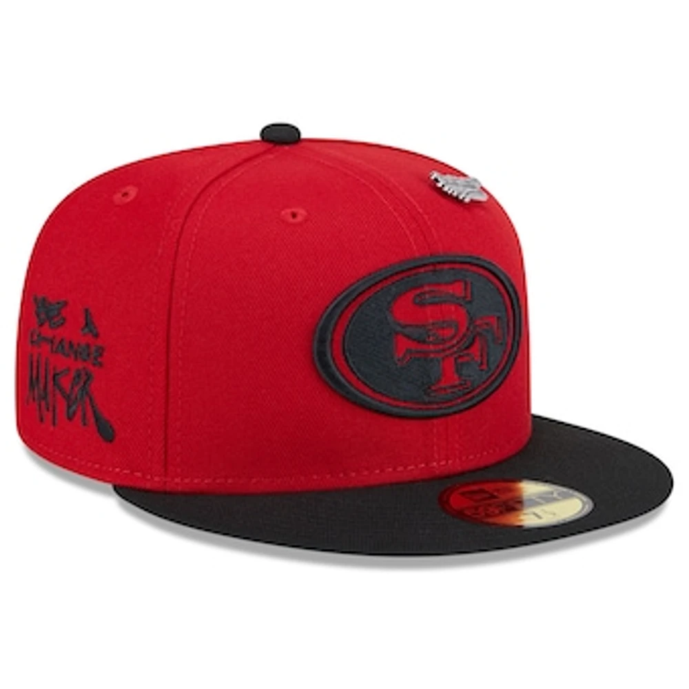 Men's New Era Scarlet/Black San Francisco 49ers 2024 Inspire Change 59FIFTY Fitted Hat