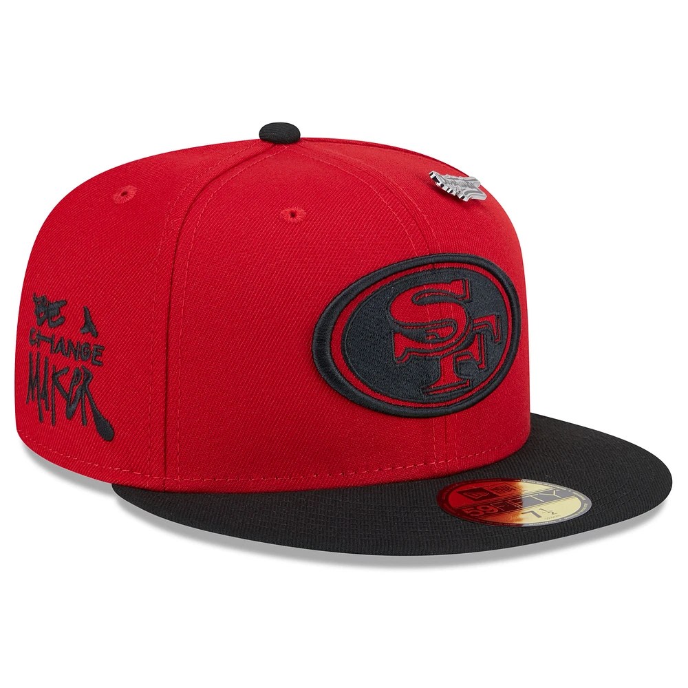 Men's New Era Scarlet/Black San Francisco 49ers 2024 Inspire Change 59FIFTY Fitted Hat