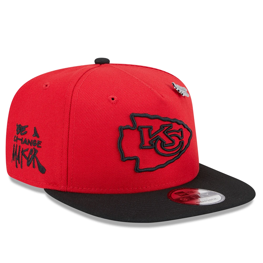 Men's New Era Red/Black Kansas City Chiefs 2024 Inspire Change A-Frame 9FIFTY Snapback Hat