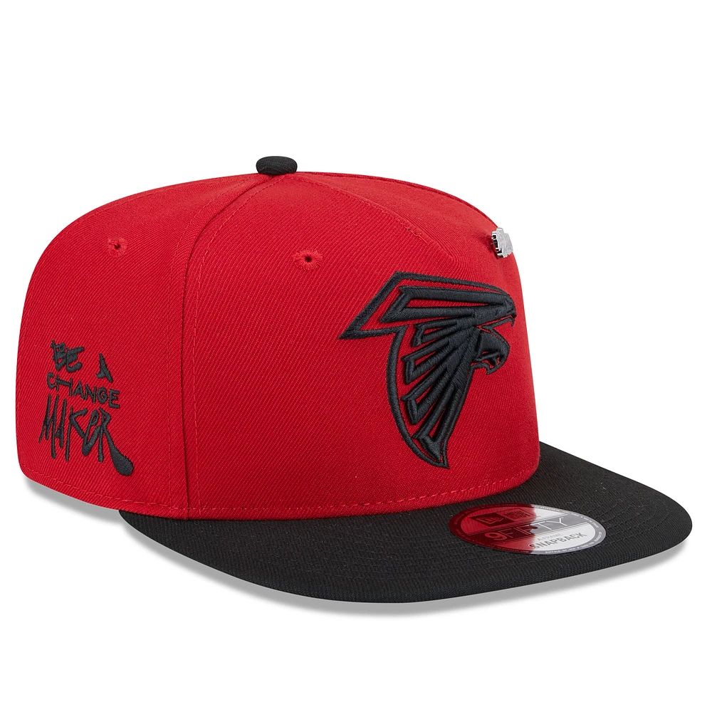 Men's New Era Red/Black Atlanta Falcons 2024 Inspire Change A-Frame 9FIFTY Snapback Hat