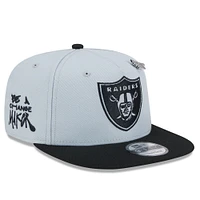 Men's New Era Gray/Black Las Vegas Raiders 2024 Inspire Change A-Frame 9FIFTY Snapback Hat