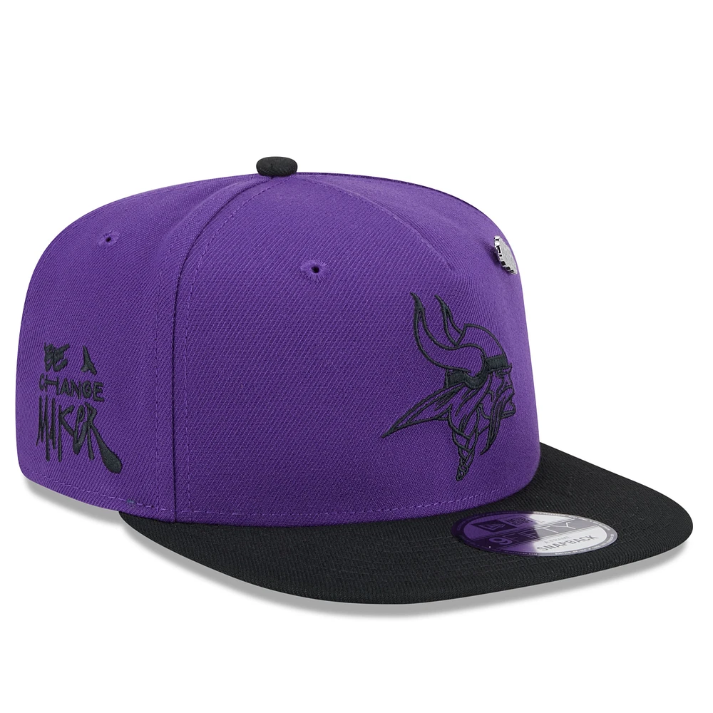 Men's New Era Purple/Black Minnesota Vikings 2024 Inspire Change A-Frame 9FIFTY Snapback Hat