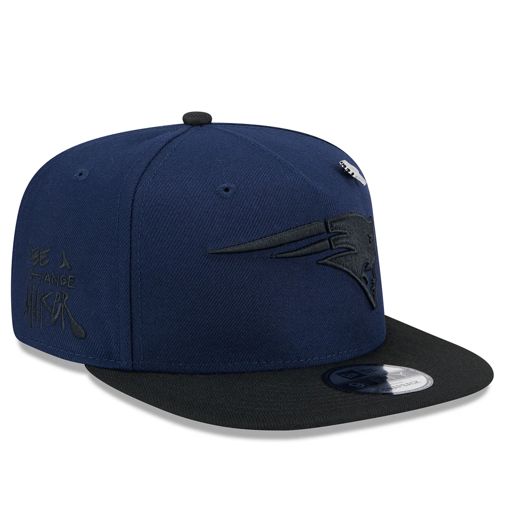 Men's New Era Navy/Black New England Patriots 2024 Inspire Change A-Frame 9FIFTY Snapback Hat