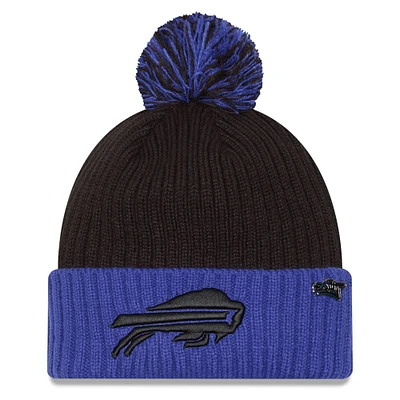 Men's New Era Black/Royal Buffalo Bills 2024 Inspire Change Cuffed Knit Hat with Pom