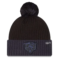 Men's New Era Black/Navy Chicago Bears 2024 Inspire Change Cuffed Knit Hat with Pom