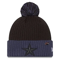 Men's New Era Black/Navy Dallas Cowboys 2024 Inspire Change Cuffed Knit Hat with Pom