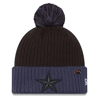 Men's New Era Black/Navy Dallas Cowboys 2024 Inspire Change Cuffed Knit Hat with Pom