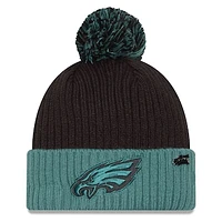 Men's New Era Black/Midnight Green Philadelphia Eagles 2024 Inspire Change Cuffed Knit Hat with Pom