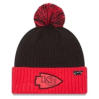 Men's New Era Black/Red Kansas City Chiefs 2024 Inspire Change Cuffed Knit Hat with Pom