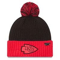 Men's New Era Black/Red Kansas City Chiefs 2024 Inspire Change Cuffed Knit Hat with Pom