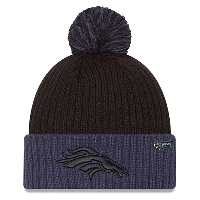 Men's New Era Black/Navy Denver Broncos 2024 Inspire Change Cuffed Knit Hat with Pom