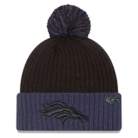 Men's New Era Black/Navy Denver Broncos 2024 Inspire Change Cuffed Knit Hat with Pom