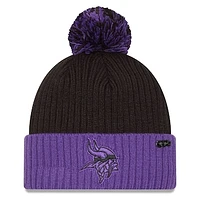 Men's New Era Black/Purple Minnesota Vikings 2024 Inspire Change Cuffed Knit Hat with Pom