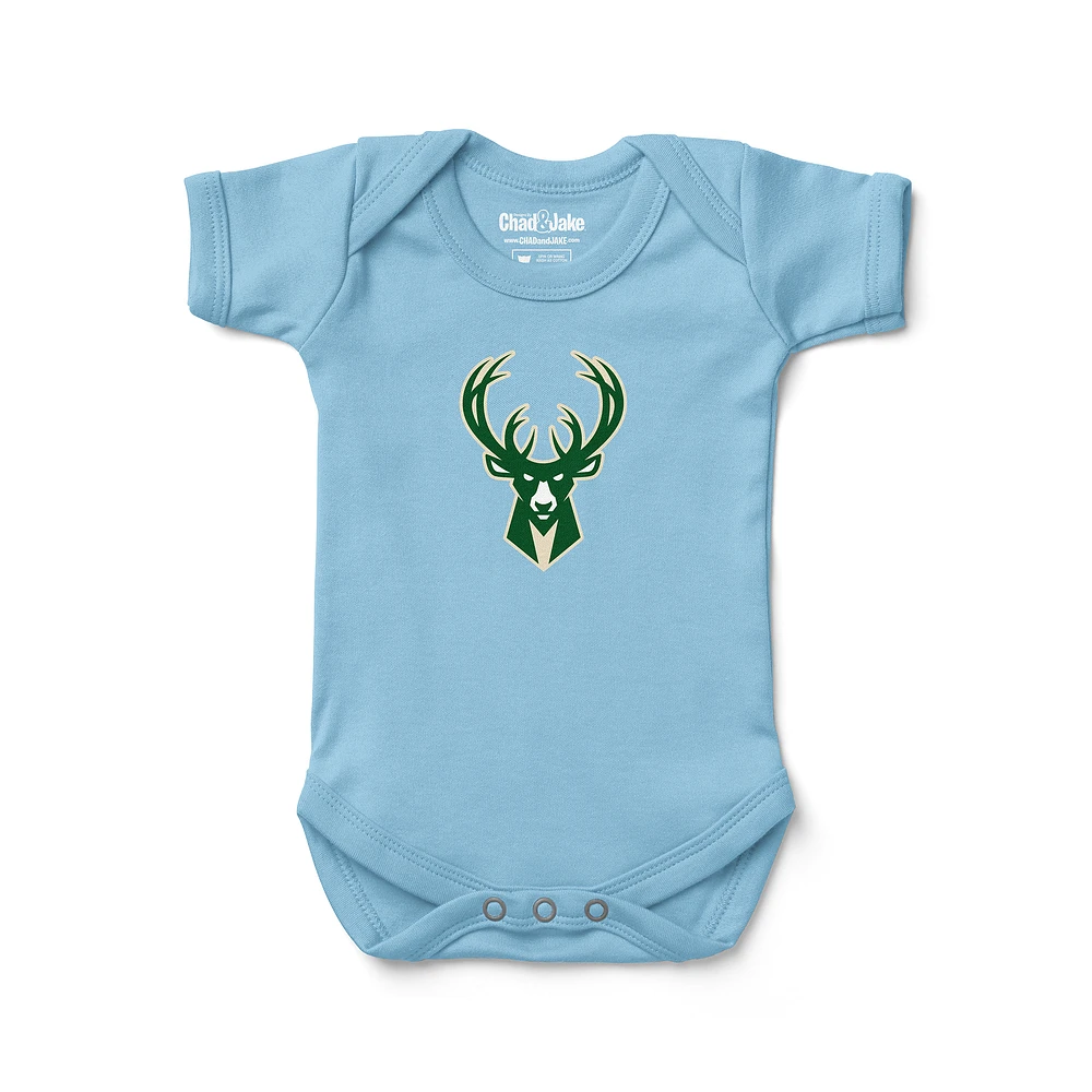Newborn & Infant Chad Jake Light Blue Milwaukee Bucks Primary Logo Bodysuit