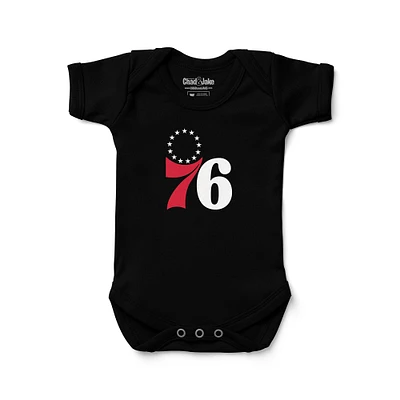 Newborn & Infant Chad Jake Black Philadelphia 76ers Primary Logo Bodysuit