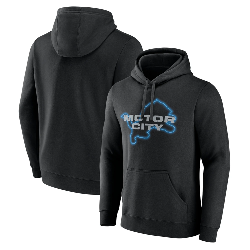 Men's Fanatics  Black Detroit Lions Motor City Muscle Pullover Hoodie