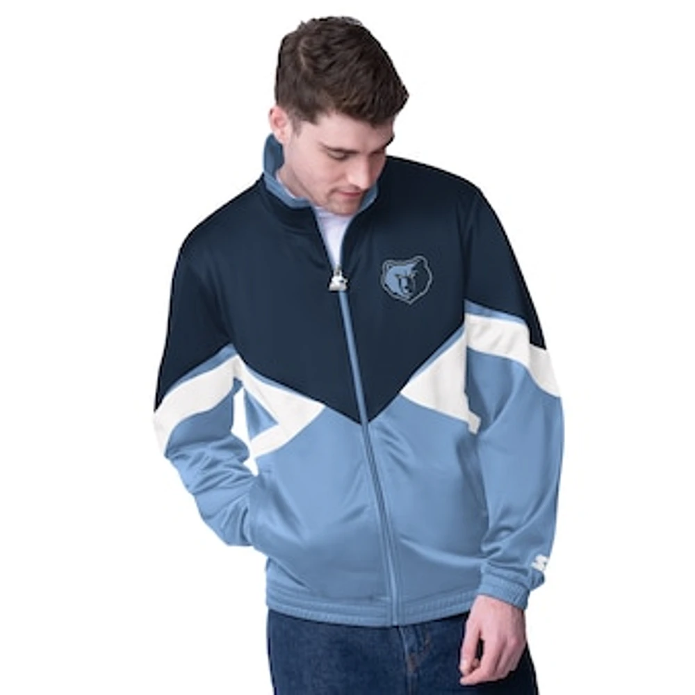 Men's Starter Navy/Light Blue Memphis Grizzlies Rush Applique Full-Zip Track Jacket