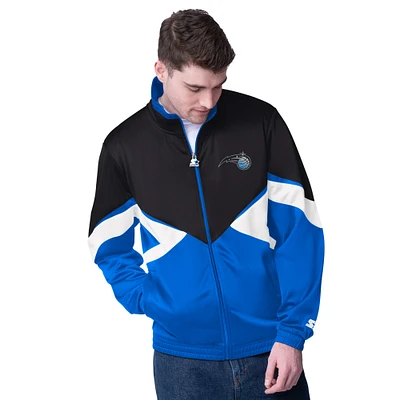 Men's Starter Black/Blue Orlando Magic Rush Applique Full-Zip Track Jacket