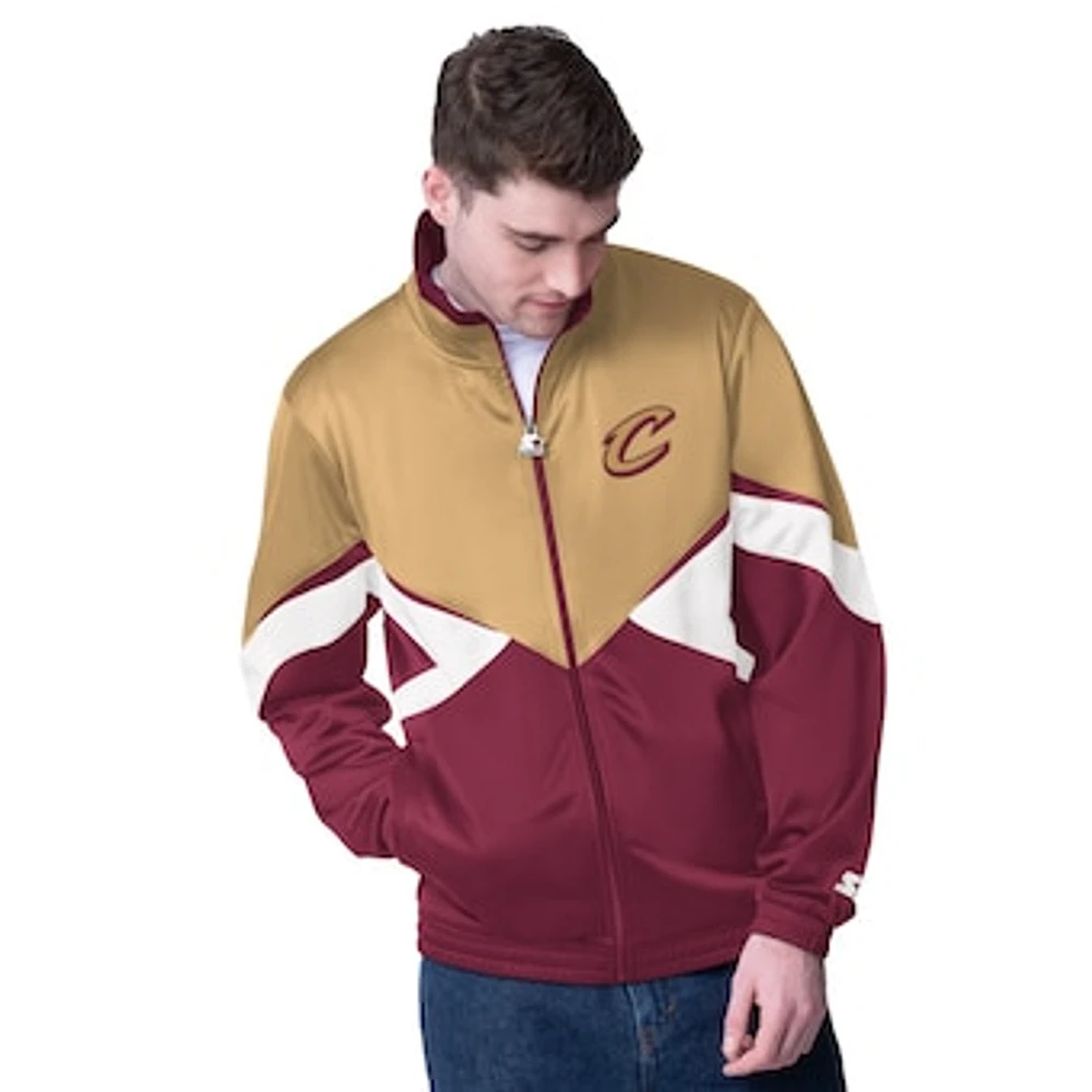 Men's Starter Wine Cleveland Cavaliers Rush Applique Full-Zip Track Jacket