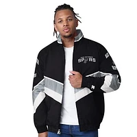 Men's Starter Black San Antonio Spurs Captain Oxford Full-Zip Jacket