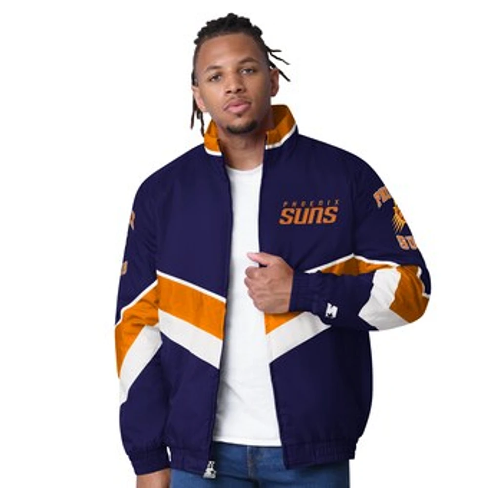 Men's Starter Purple Phoenix Suns Captain Oxford Full-Zip Jacket