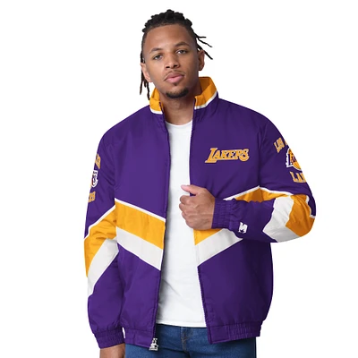 Men's Starter Purple Los Angeles Lakers Captain Oxford Full-Zip Jacket