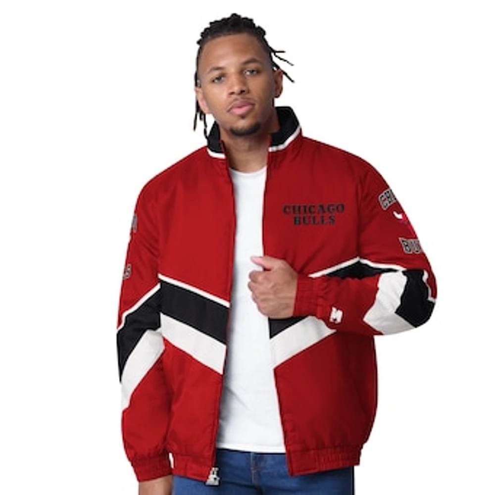 Men's Starter Red Chicago Bulls Captain Oxford Full-Zip Jacket