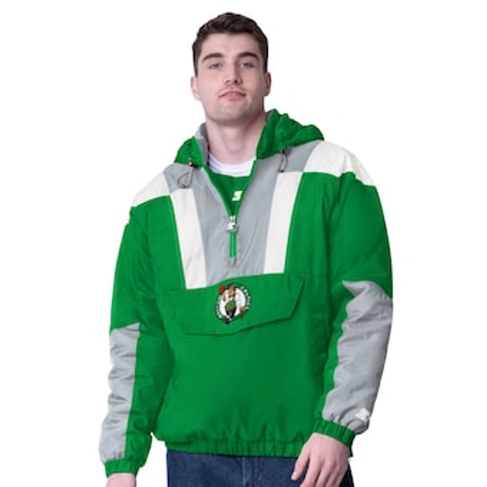 Men's Starter  Kelly Green/Gray Boston Celtics Charger Half-Zip Pullover Jacket