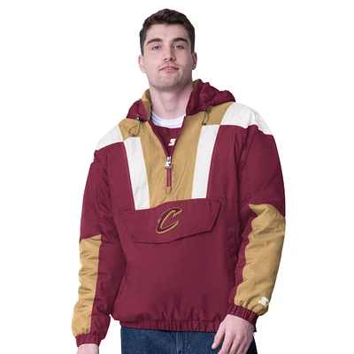 Men's Starter  Wine/Gold Cleveland Cavaliers Charger Half-Zip Pullover Jacket