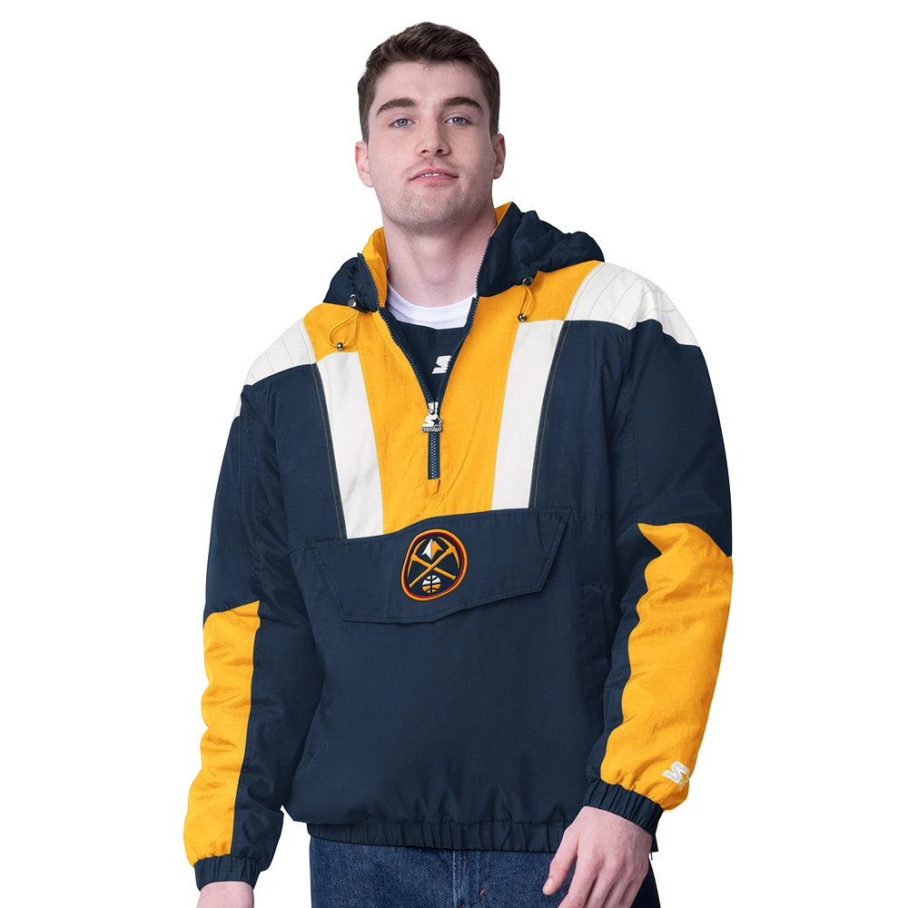 Men's Starter  Navy/Gold Denver Nuggets Charger Half-Zip Pullover Jacket