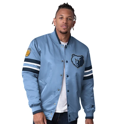 Men's Starter Light Blue Memphis Grizzlies Scout Varsity Satin Full-Snap Jacket