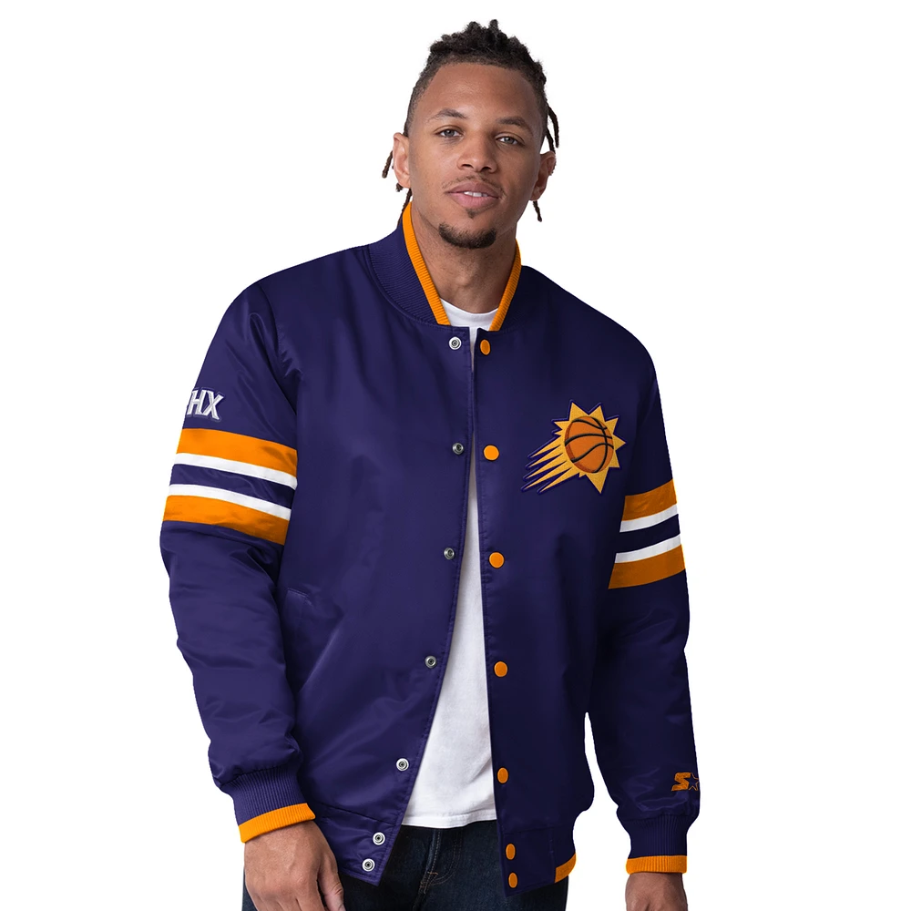 Men's Starter Purple Phoenix Suns Scout Varsity Satin Full-Snap Jacket