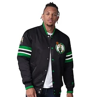 Men's Starter Black Boston Celtics Scout Varsity Satin Full-Snap Jacket