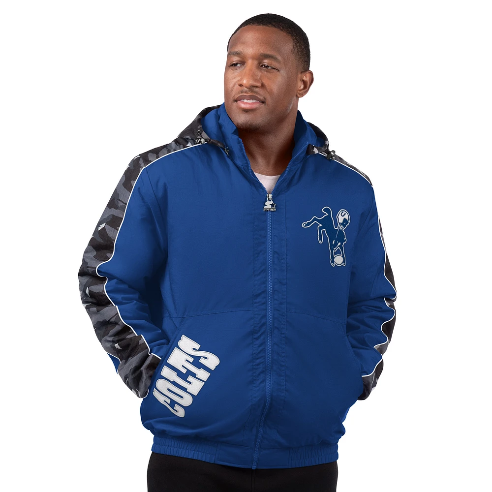 Men's Starter Royal Indianapolis Colts Thursday Night Gridiron Full-Zip Hoodie Jacket